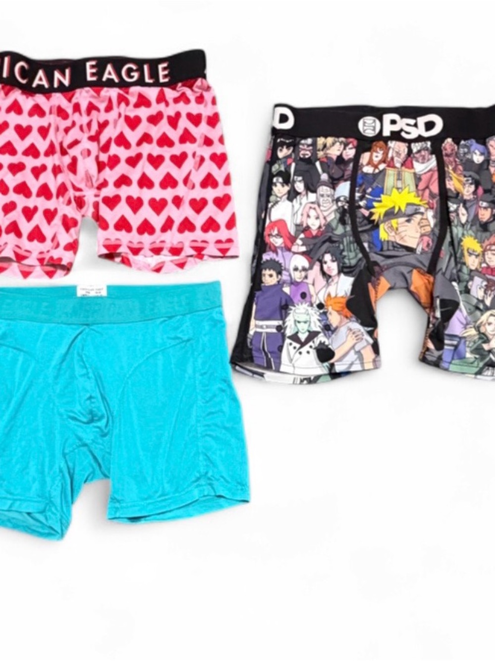 PSD x American Eagle Men’s Boxer Brief Bundle (3-Pack) Size M | Naruto Anime + 2
